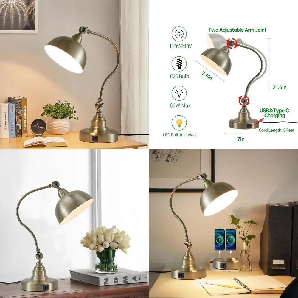 

Настольная LED-лампа в индустриальном стиле с цоколем E26 для дома, офиса, спальни и кабинета