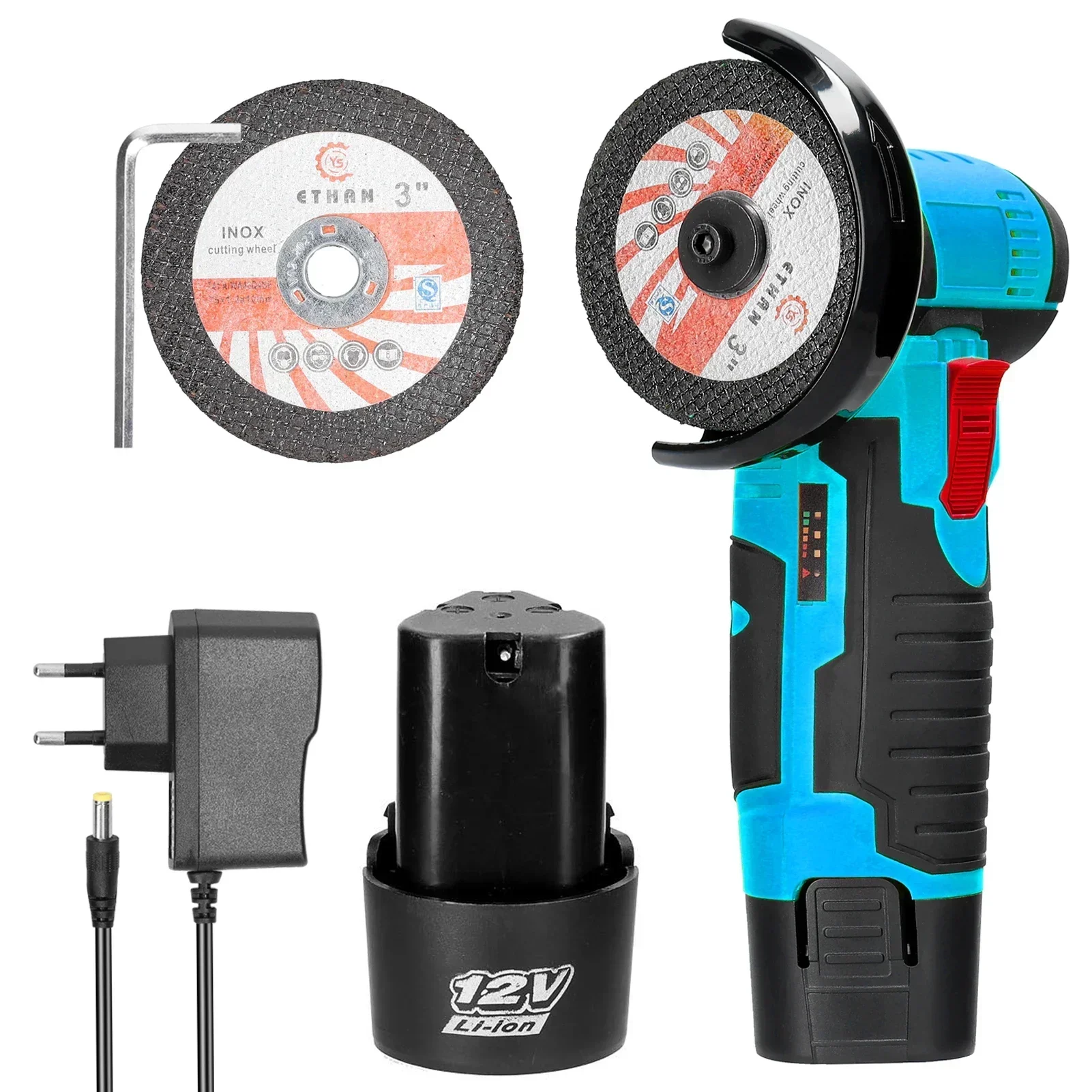 EU/US Mini Brushed  Angle Grinder Brush Cutting Machine 12V Cordless Small Polishing Machine Cutting Portable Polishing Machine