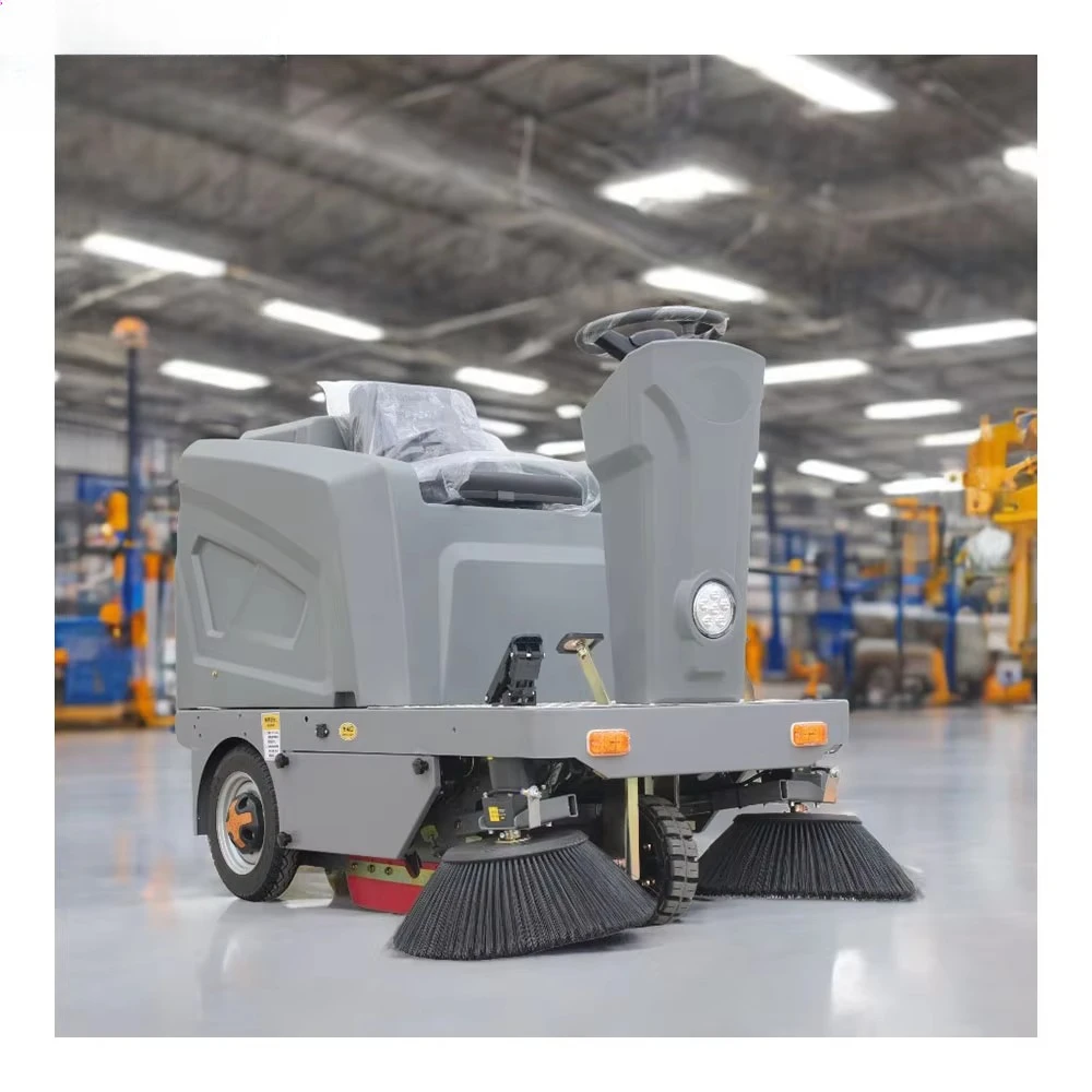 48 فولت العمل 4 ساعات عرض الكنس 1250 مللي متر تنظيف الطريق مكنسة الأرضيات الكهربائية