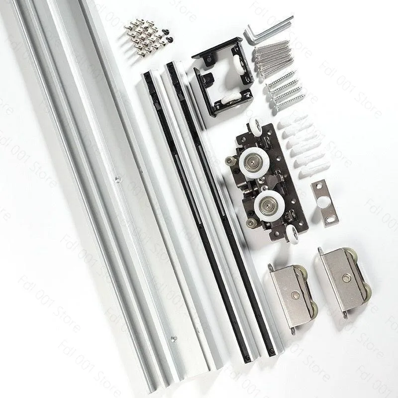Hardware Trackless Ghost Door Hardware Kitchen Bedroom Sliding Invisible Two-way Buffer Sliding Door Rail Slide Accessories