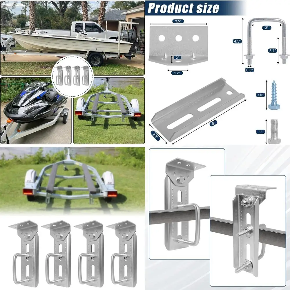 

8-Pack Galvanized Swivel Top Bunk Brackets for Boat Trailers, Fits 1.5 to 3 x 3 Crossmembers