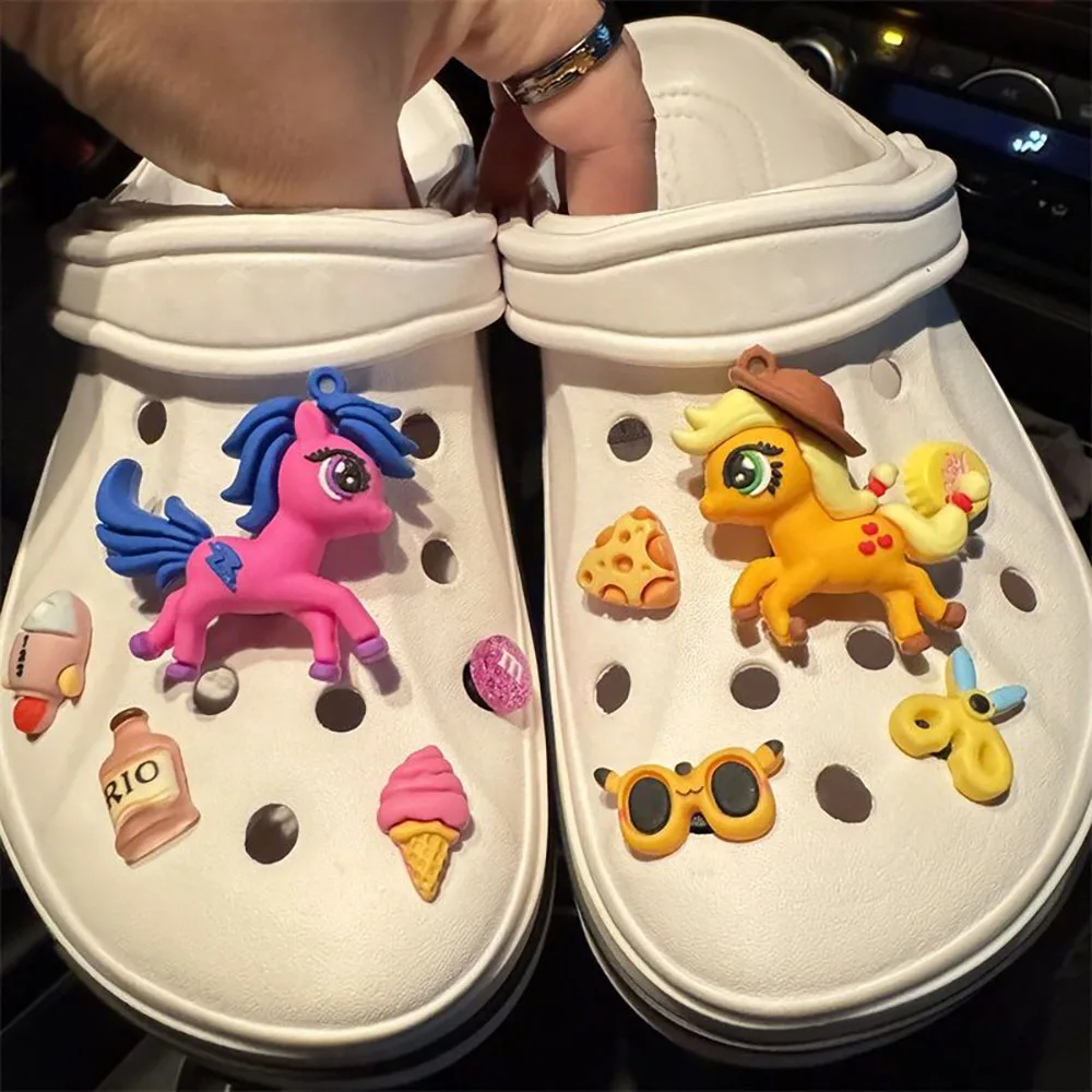 MINISO My Little Pony Cartoon Shoe Charms PVC Clogs Accessories DIY Shoe Decoration Kids Party Friends Gifts