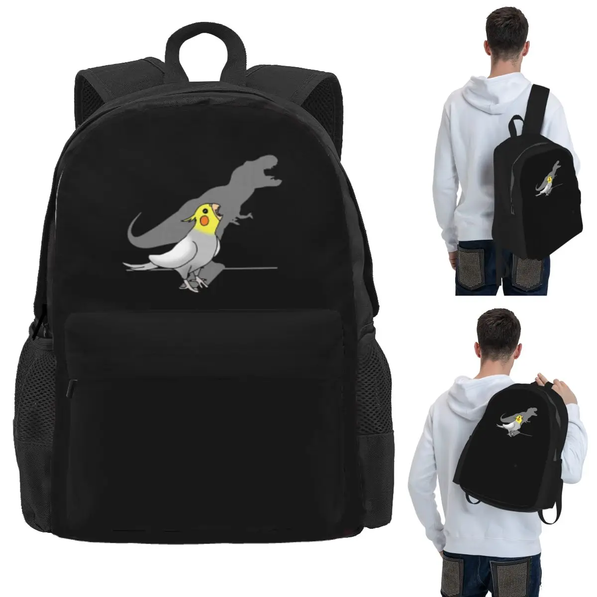 Dinosaur Shadow Cockatoo Cockatiel Student Backpack School Bag Hiking Travel Daypack for Boys Girls Bookbag Shoulder Bags