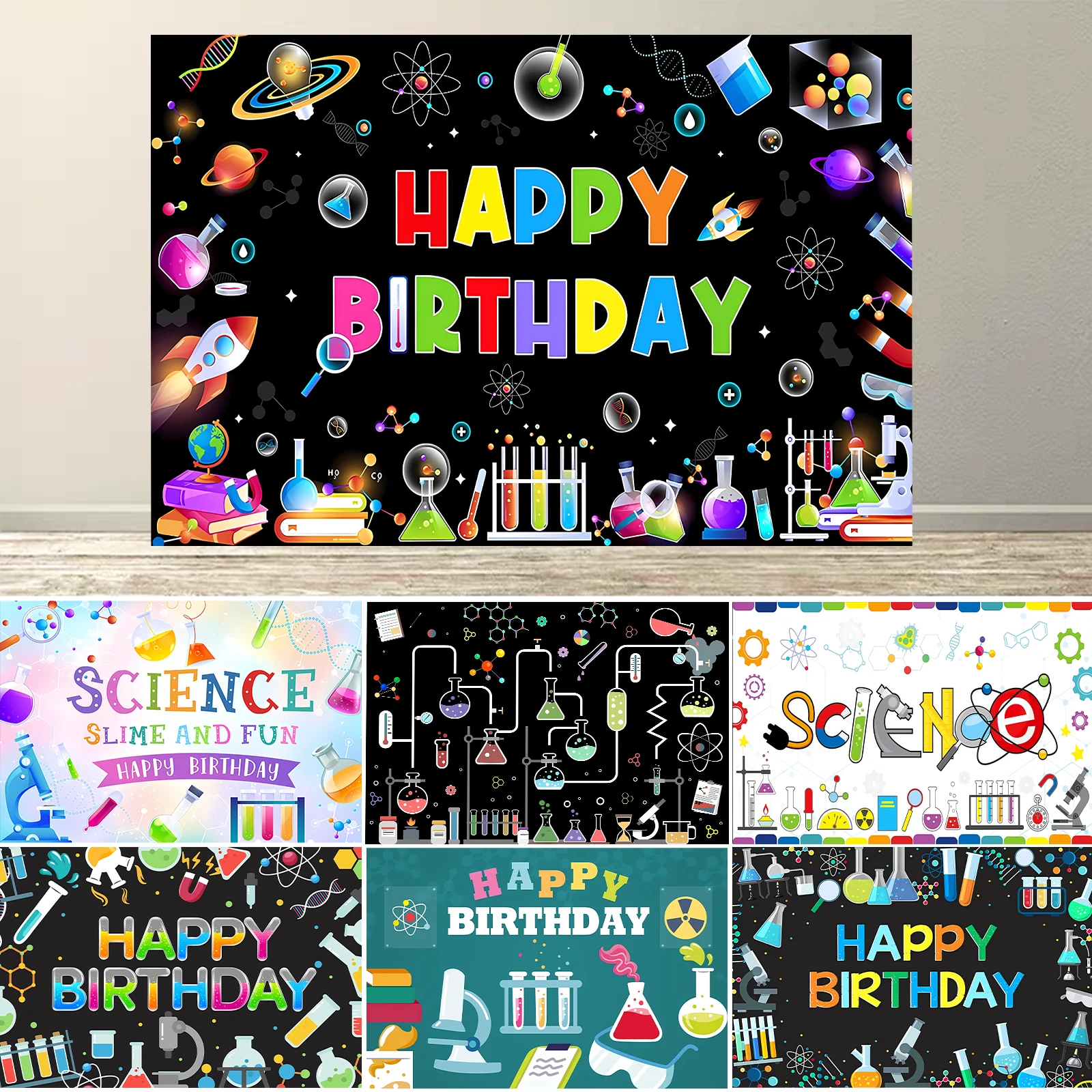 

Science Laboratory Chemical Fun Mad Scientist Invitation Birthday Baby Shower Kids Portrait Photography Background Banner Props
