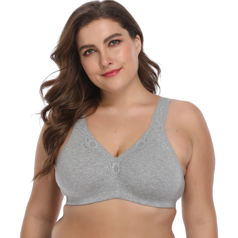 Soutien-gorge grande taille en coton, sous-vêtements, grande tasse, sans couture, sans fil, Ultra-mince, minimiseur, brassière A B C D E F G H I,