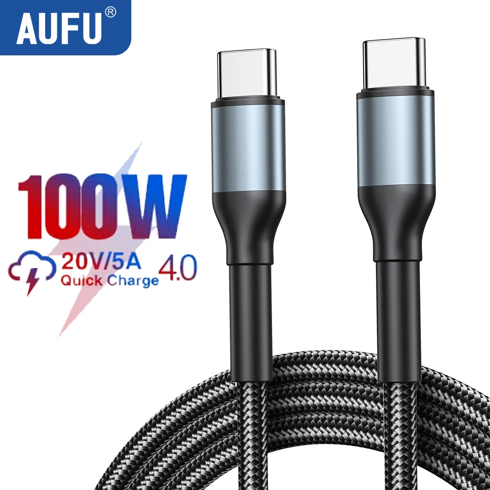 

AUFU 5A USB Type C Cable for MacBook Pro Quick Charge 4.0 PD100W USB C Fast Charging Cable for Samsung Xiaomi Charge Wire Cord