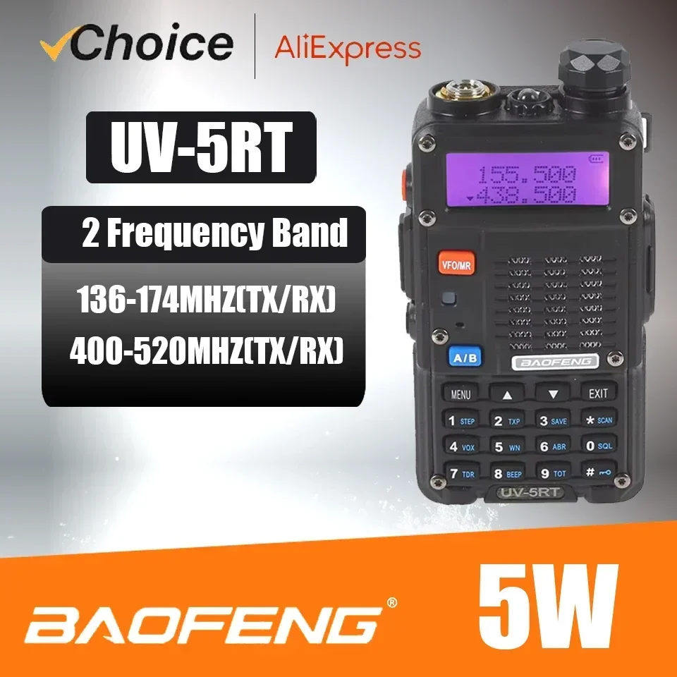 BAOFENG Official Store UV-5RT Upgrade Version Walkie Talkie 5W 1800mAh Dual Band 136-173MHz 400-519MHz Two Way Radio