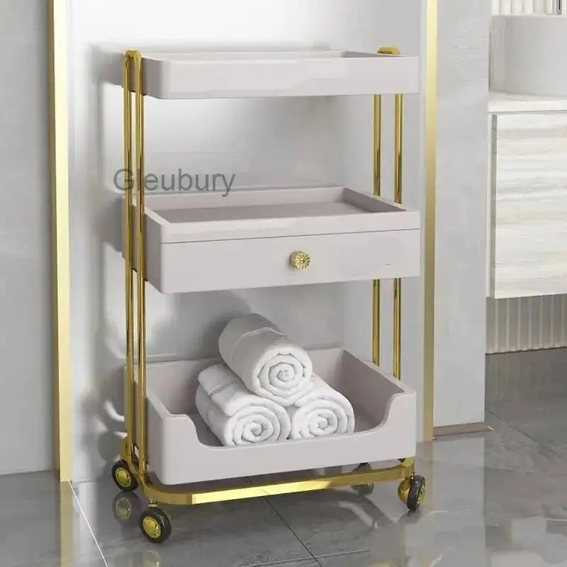 Luxury Beauty Salon Trolley Metal Restaurant Living Room Salon Trolley Villa Homestay Commercial Furniture Carrito Auxiliar Lstc