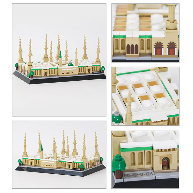 594 ELEMENTY Klocki Konstrukcyjne Model Meczetu Progatora z Arabii Saudyjskiej Architektura Klasyczny Model Klocki Prezent dla Dzieci i Dorosłych