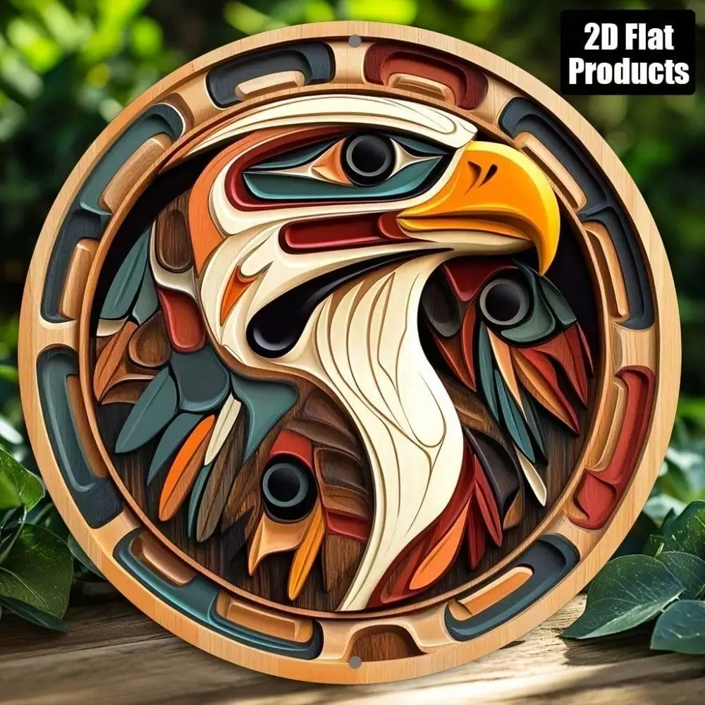 Vibrant Blue Native American Aluminum Wall Art 8x8 Inch Waterproof Durable Metal Sign For Living Room Home Cafe Decor