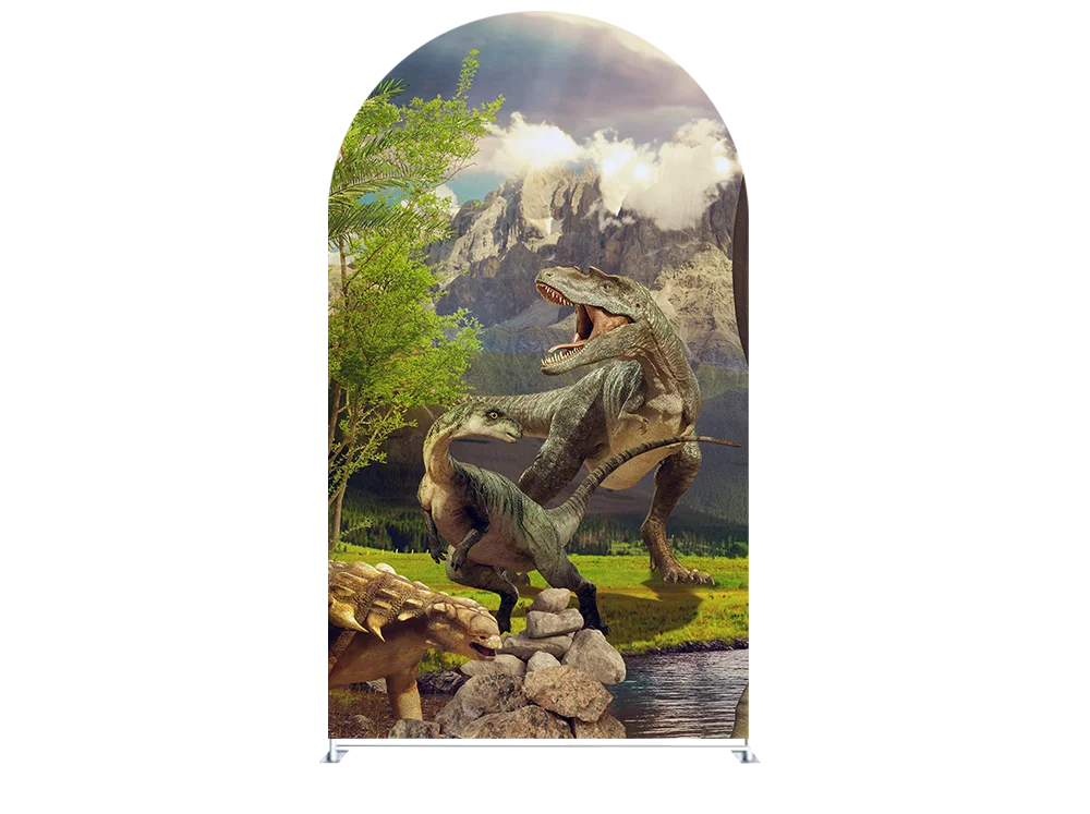 Dinosaur Arched Backdrop Covers Jungle Theme Stretchy Arch Stand Cover for Birthday Baby Shower Party Decoration GX-265