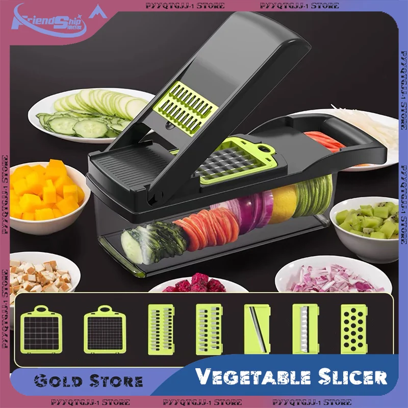 16 in 1 Multifunctional Vegetable Chopper Handle Food Grate Food Chopper Vegetable Slicer Dicer Cut Cocina Kitchen Items Tools