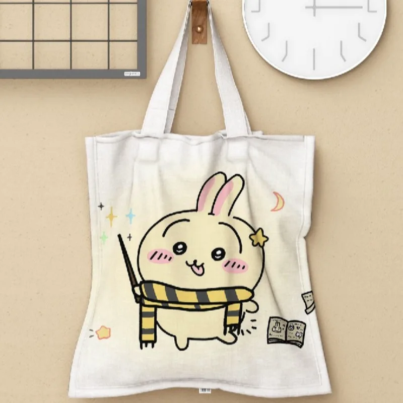 Kawaii Chiikawas Canvas Bag Anime Usagi Cartoon Cotton Bag Student Practical Diagonal Shoulder Large Capacity Handbag Girl Gifts