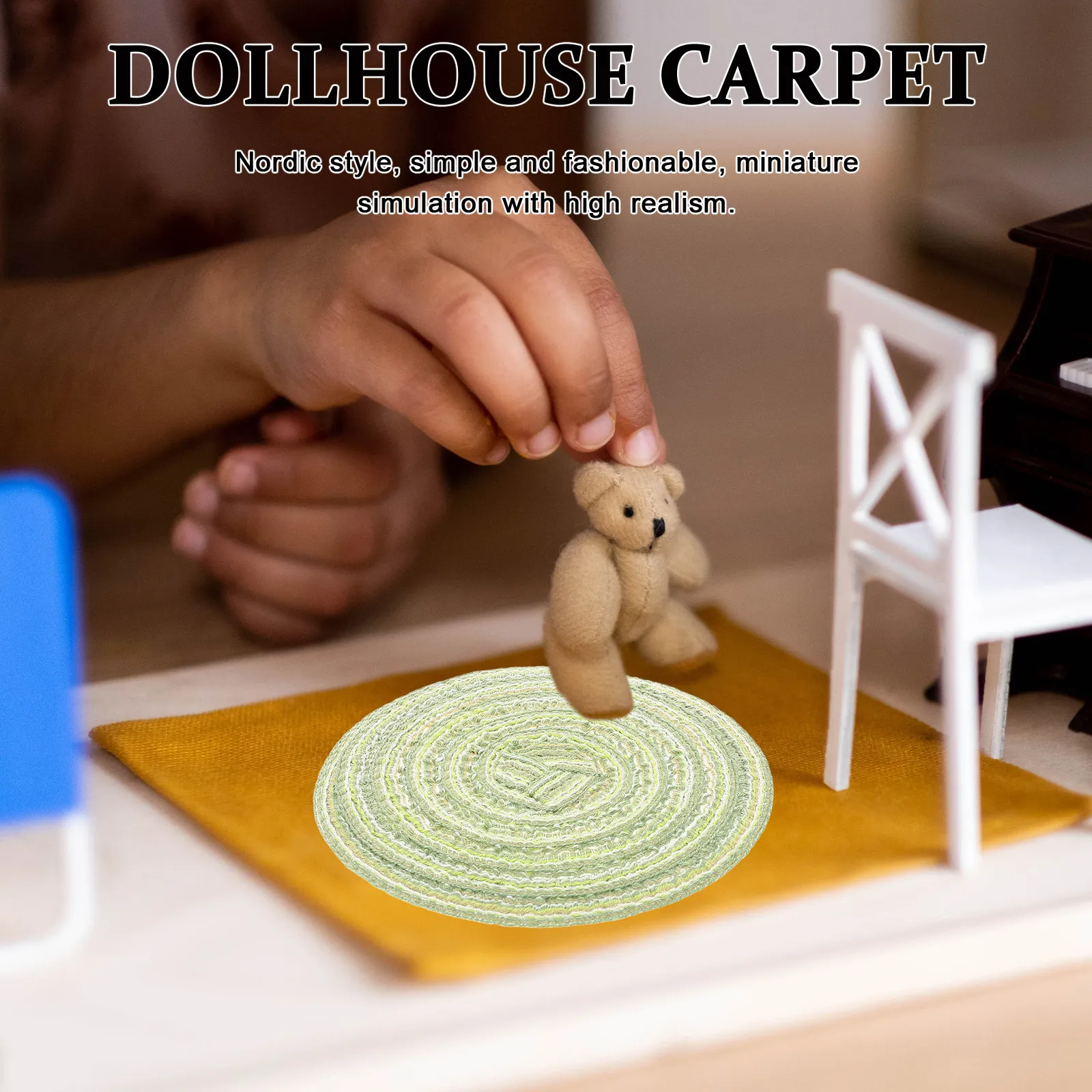 

Miniature Carpet Mini Nordic Style Soft Floor Mat Cozy Cloth Rug Vintage Mini House Rug Floor Decoration House Door Mat