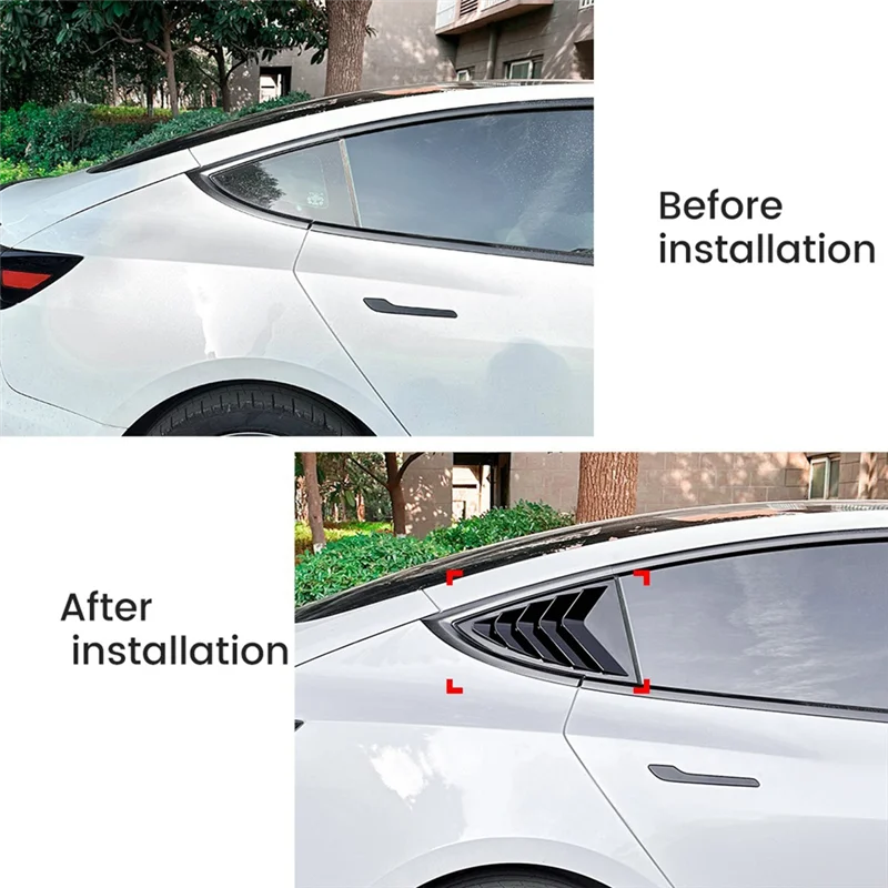

Car Rear Side Window Louvers Air Vent Scoop Shades Cover Blinds Trim For Tesla Model 3 2017-2023 Y 2020+