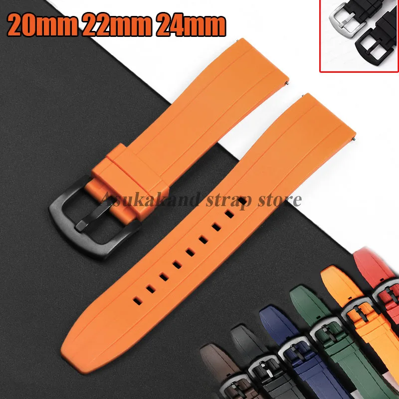 20 مللي متر 22 مللي متر 24 مللي متر قسط الصف مبركن ساعة مطاطية حزام ل IWC ل رولكس الإفراج السريع الساعات المطاط حزام الاستوائية