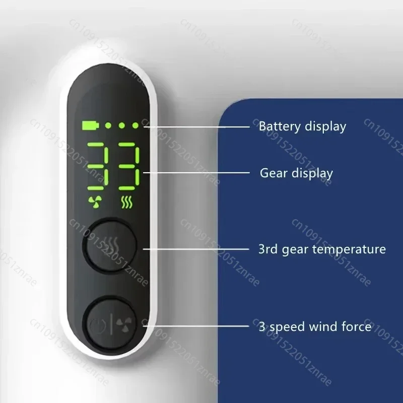 Беспроводной фен USB Беспроводной портативный дорожный перезаряжаемый сильный ветер с низким уровнем шума 3-ступенчатый фен с ЖК-дисплеем