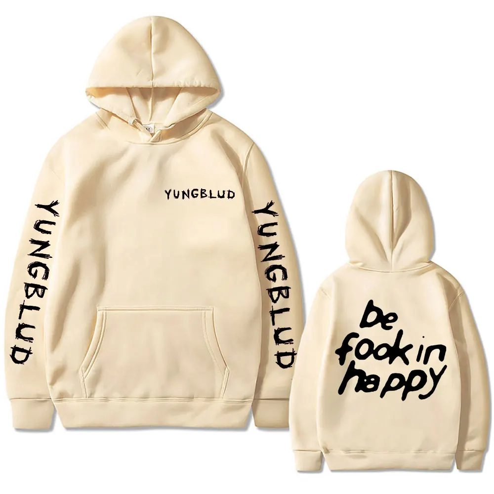 Singer Yungblud Be Fookin Happy Graphic Hoodie Men\'s Vintage Rock Oversized Hooded Tracksuit Men Women Hip Hop Fashion Hoodies