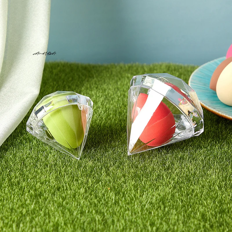 Puste pudełko do przechowywania gąbek do makijażu w kształcie rombu Przenośny organizer na kosmetyki Puff Plastikowy stojak na blender Stojak do suszenia