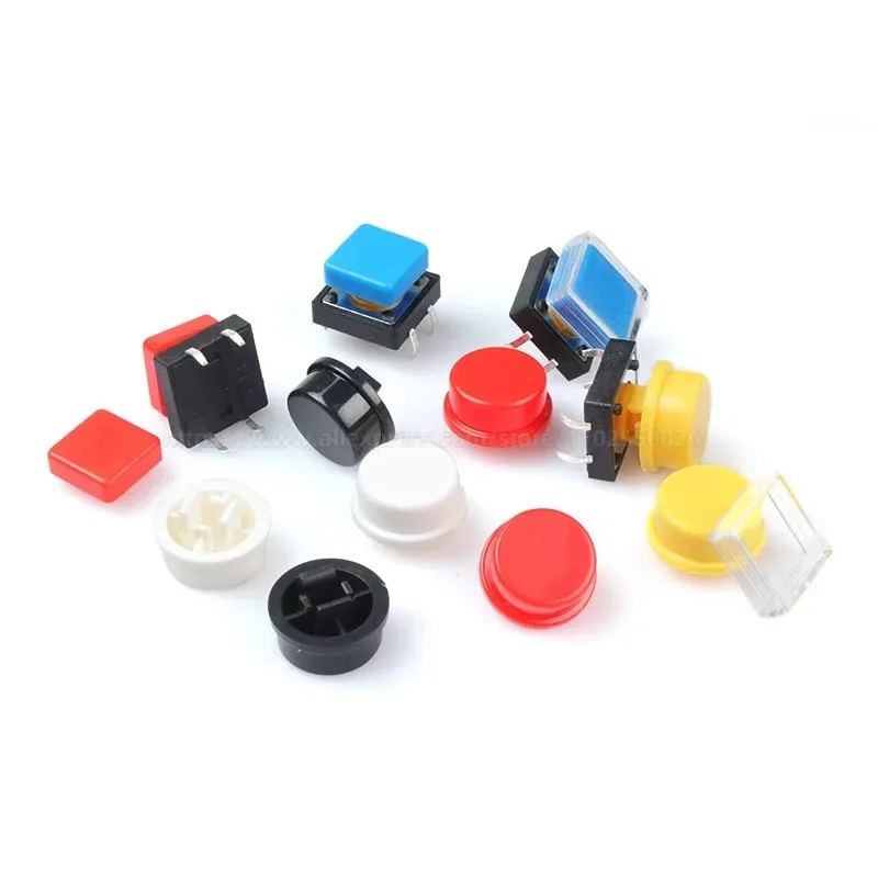 20PCS 12*12*7.3 B3F B3F-4055 12*12*7.3mm Tactile Switches Square Push Button Tact Switch Micro switch Yellow 4Pin Key switch cap