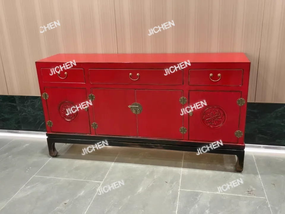 

JC Solid Wood Dining Side Cabinet Large-capacity Storage Entrance Cabinet New Chinese Style Old Hall Meuble Vintage En Bois