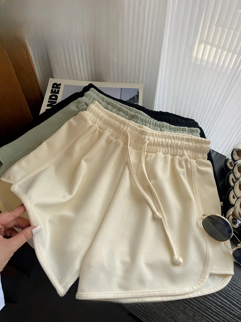 Spodnie damskie letnie z wysokim stanem, w kształcie litery A, wygodne, elastyczne, bawełniane, do noszenia w domu, w kolorze miętowym.