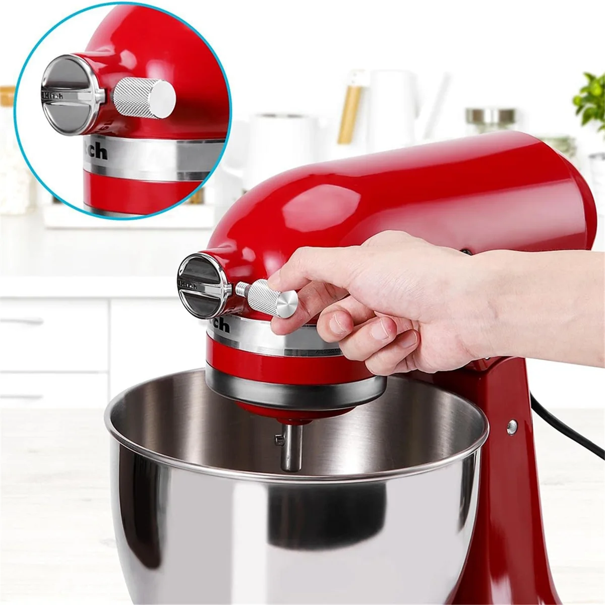 For Kitchenaid Stand Mixer Attachment Knob Thumb Screws & Cap Hub, Premium Stainless Steel, for Stable & Safe Operation