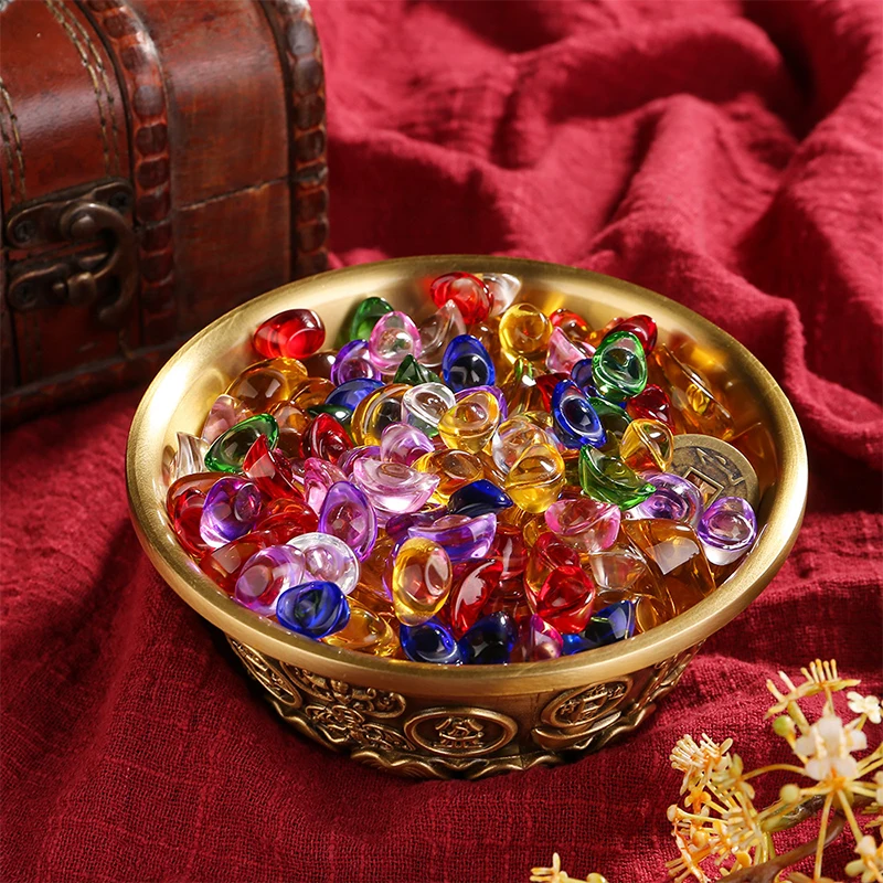 20 قطعة زجاج ملون صغير كريستال يوان باو سبائك Pfaff النحاس اسطوانة فورتشن اكسسوارات المنزل نعمة زخرفة زخرفة #4