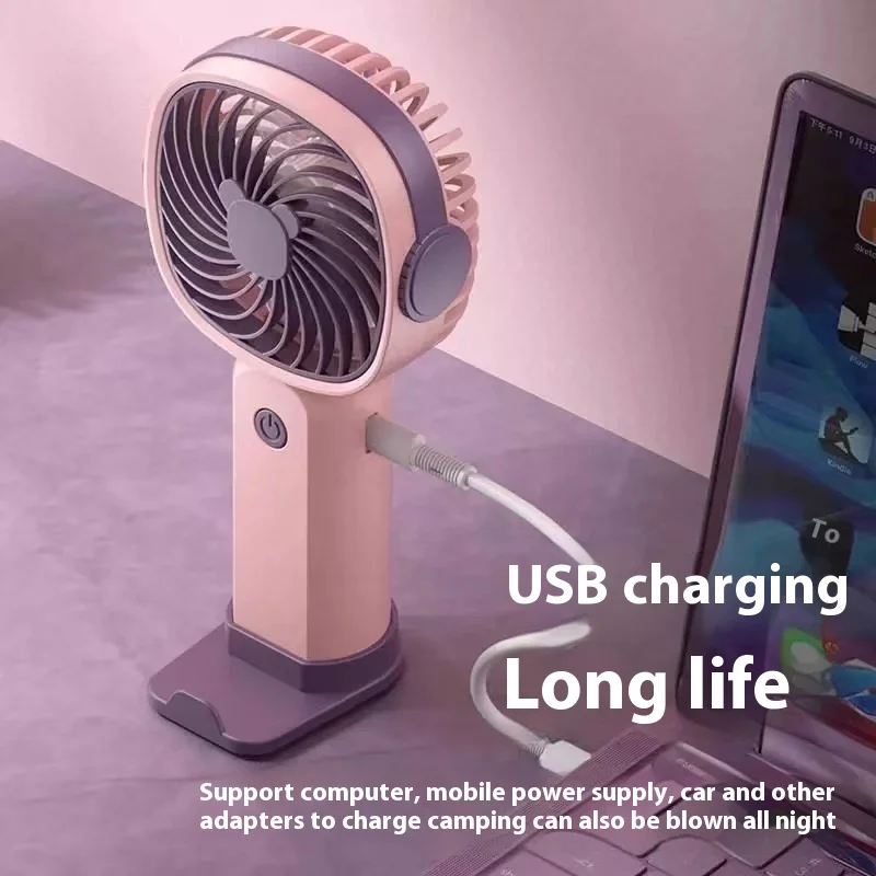 

Handheld Mini Fan Desktop With Stand Usb Charging 3-Speed Wind Speed For Indoor Outdoor Portable Portable