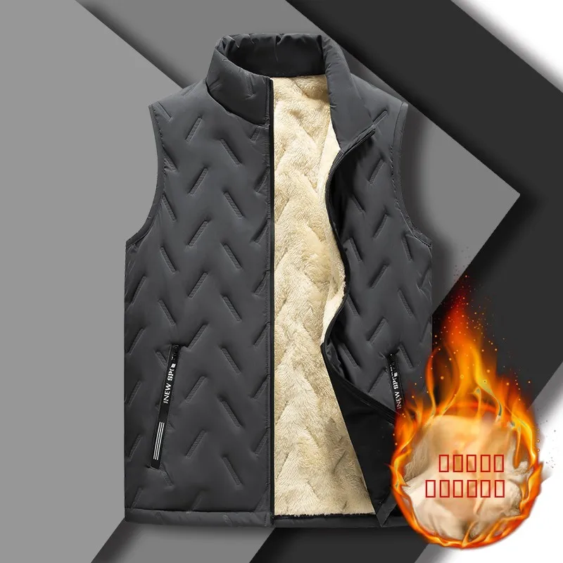 

Мужской утепленный жилет из овечьего вельвета на зиму, теплый, с хлопковым наполнителем, модный, повседневный, на молнии, с декоративными элементами, из полиэфирного волокна