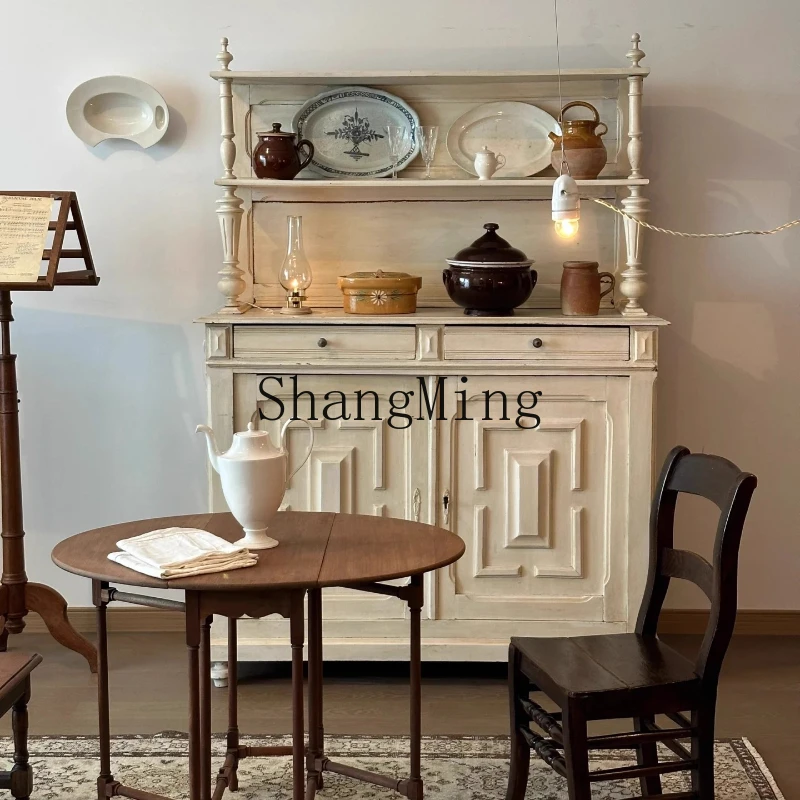 

ZYY retro solid wood dining side cabinet, old locker, living room against the wall, cupboard rack
