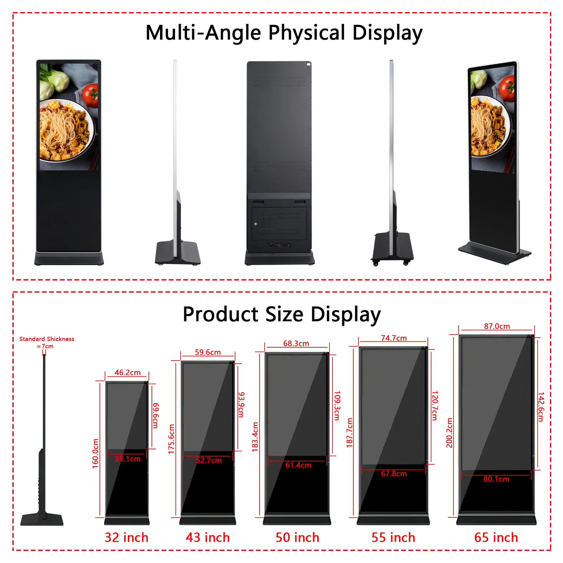 32 43 50 55 65 75 Inch LCD Touch Screen Digital Display Signage Adevetising Equipment Machine Vertical For Business Restaurants
