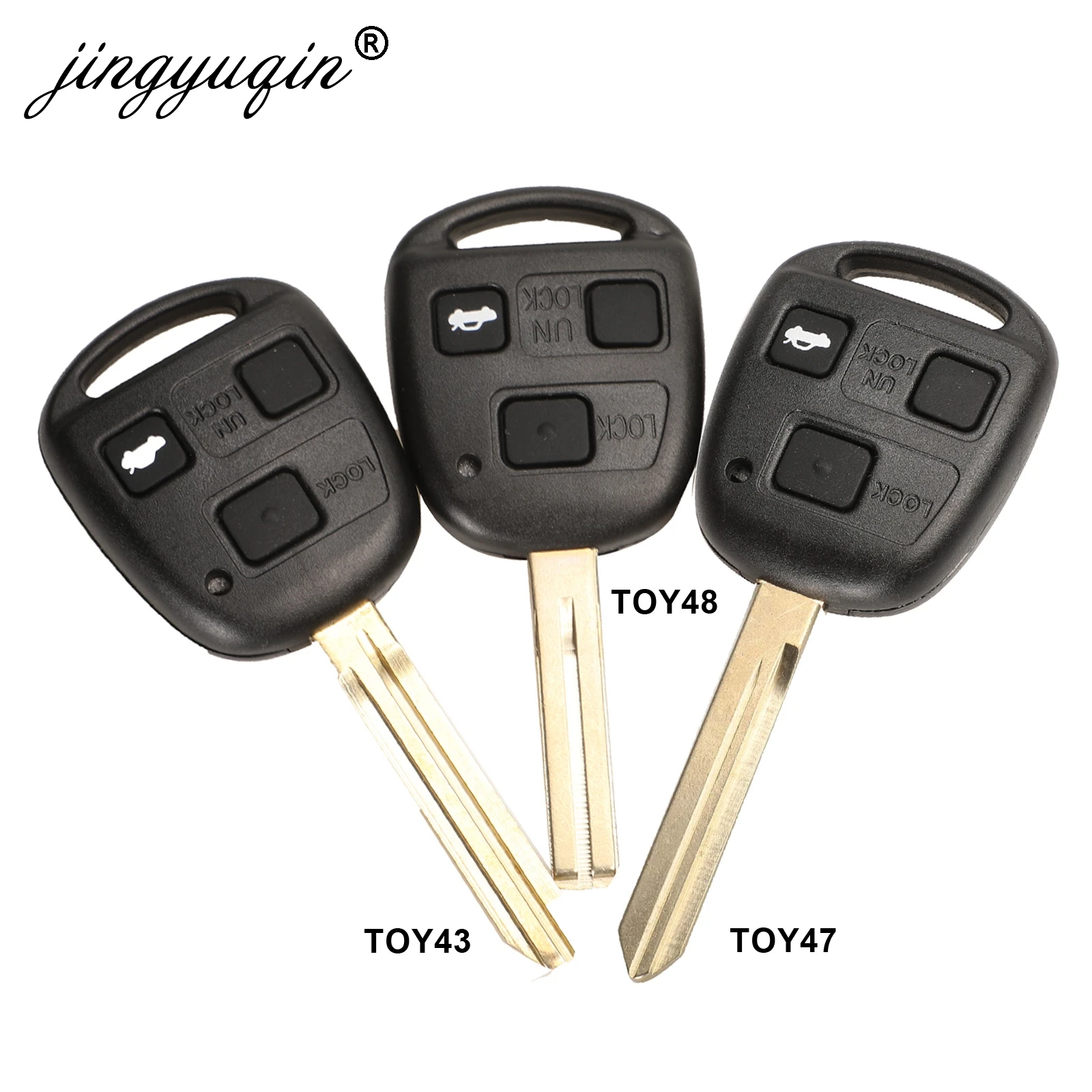 Jingyuqin 3 Knoppen Auto Afstandsbediening Sleutel Case + Knop Pad Voor Toyota Avensis Corolla Yaris Rav4 Sleutelhanger Shell Cover TOY43 TOY47 TOY48