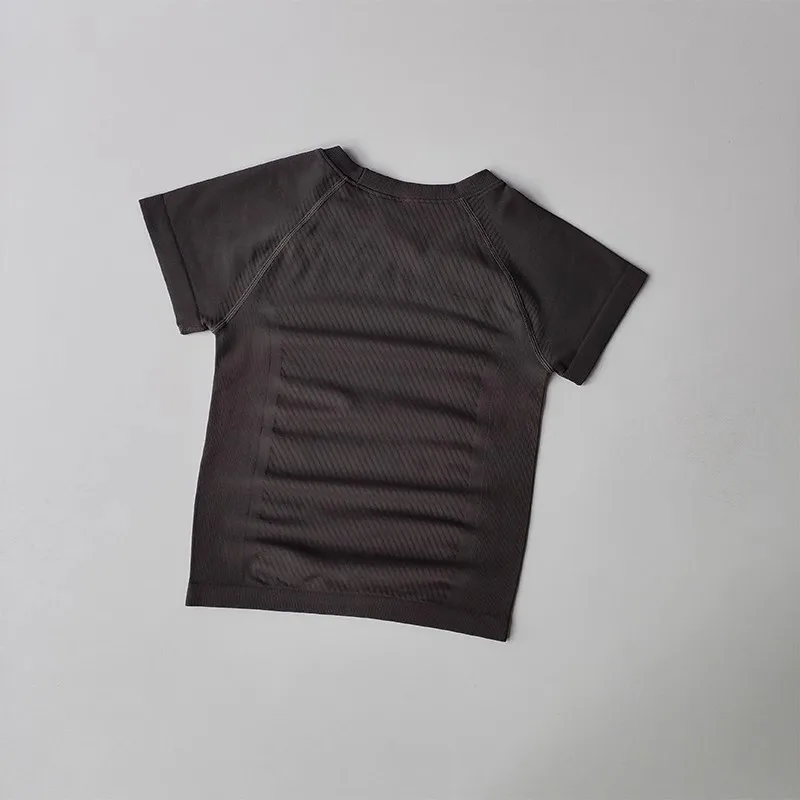 Damen Yoga-Top, nahtloses Sport-T-Shirt, sexy Fitnesskleidung, kurzärmeliges Yoga-Shirt, Gym-Top, Lauf- und Sportbekleidung, Damen-Sport-Top – Detail 4