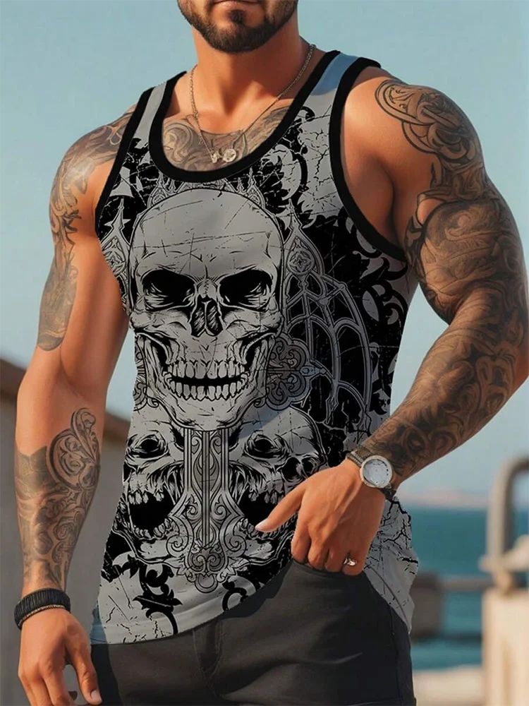 Summer Daily Casual Men\'s Tank Top Urban Street Fashion Men\'s Tank Top Outdoor Sports Men\'s Sleeveless Top 3D Graffiti Printing