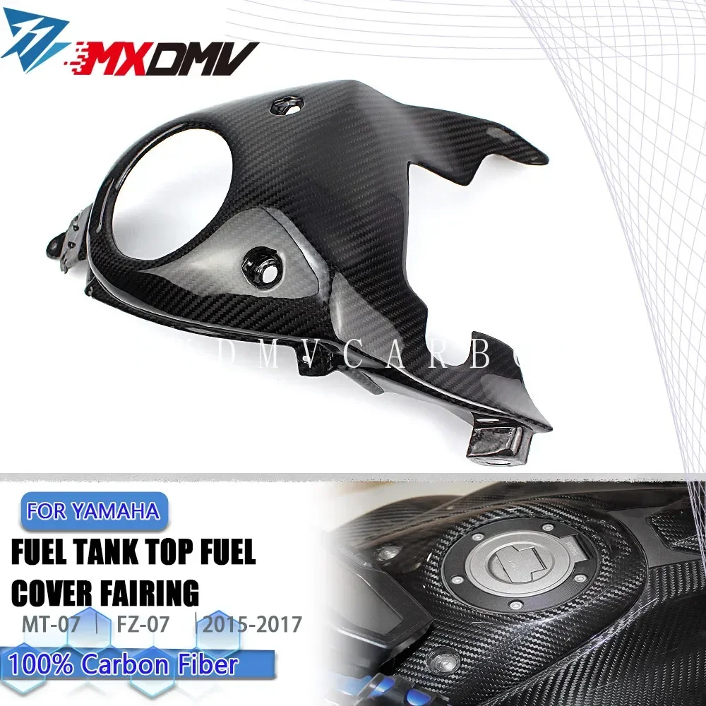 

Для Yamaha FZ MT 07 FZ07 MT07 2015-2017 100% 3K углеродное волокно бензобак верхняя крышка топливного бака панель обтекатель
