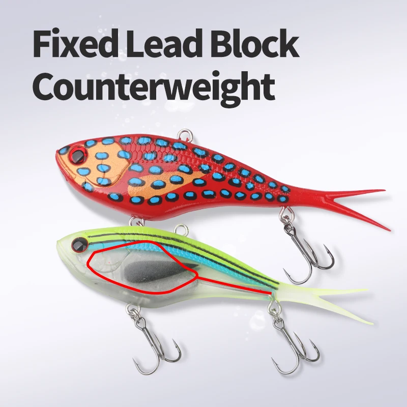 

60g 13cm Saltwater Sea Sinking Split Tail Vib Lead Sinker Inside Vibra With Assist Hook Soft Fishing Lure Bait Fish