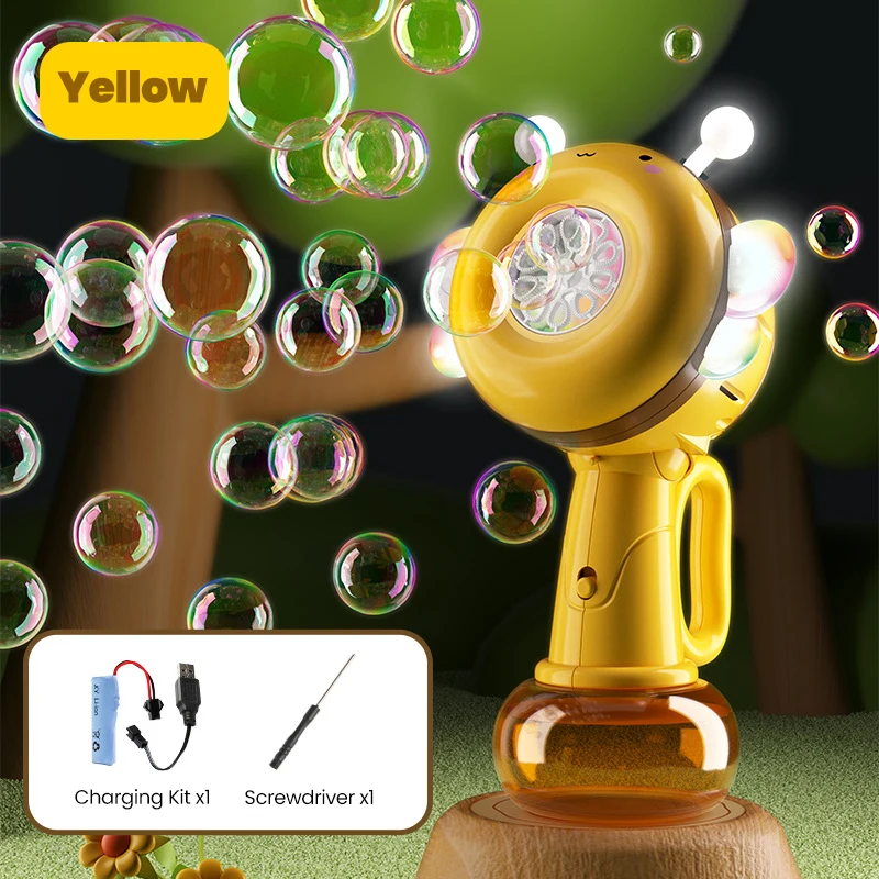 Bubble Gun Toy, Handheld Bubble Machine, Outdoor Bubble Blowing Toy voor kinderen, Bijenvormig bubble speelgoed, Kerstcadeaus voor kinderen