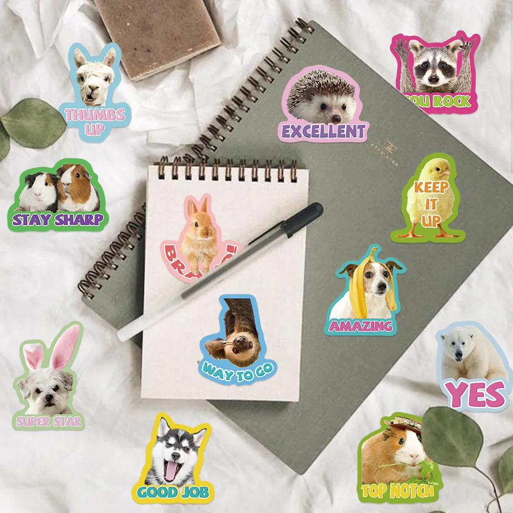 50ชิ้นการ์ตูนน่ารักสัตว์สติ๊กเกอร์ไวนิลกันน้ำสำหรับกระเป๋าสติกเกอร์กราฟฟิตีสำหรับกระเป๋ากีตาร์สเก็ตบอร์ดแล็ปท็อปไดอารี่