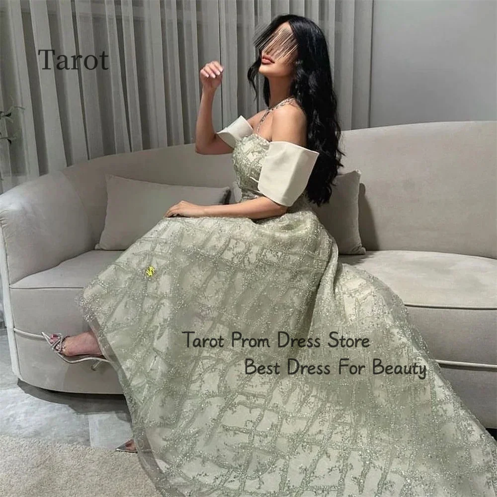 Tarot Off Shoulder Lace Satin Prom Dresses Sweetheart A Line Modern Birthday Wedding Gown Sweeping Train vestidos de festa