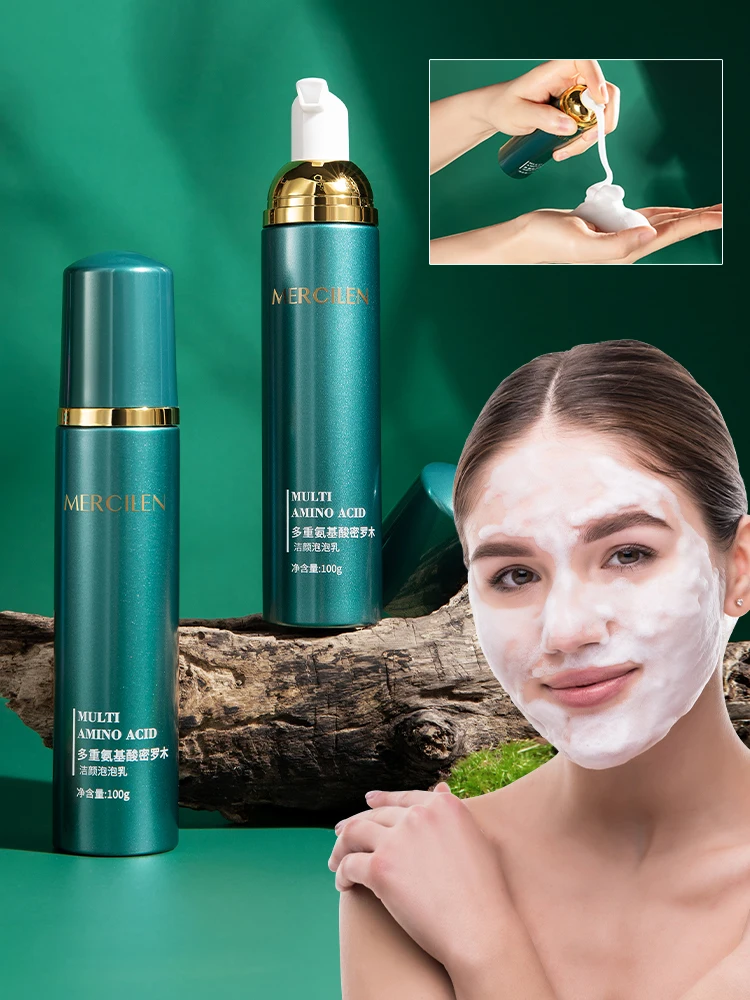Mercilen Multi-Amino Acid Cleansing Foam 100g, Gentle and Non-Irritating, Cleanses and Removes Makeup in One Step, Deep Cleansing, Suitable for All Sk