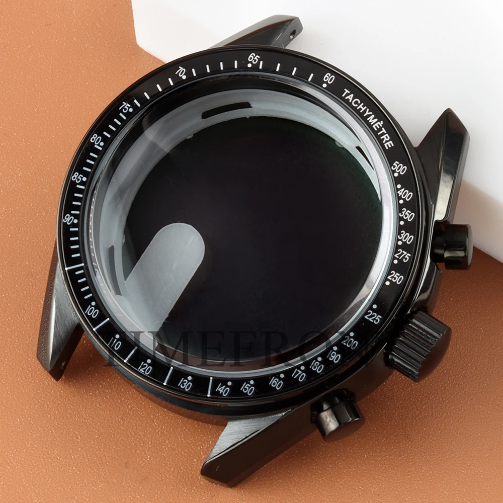 40MM Black Bezel Watch Case High End Solid Steel For Speed Master Chronograph VK63 VK6 Movement Accessories 32.5 Dial Waterproof