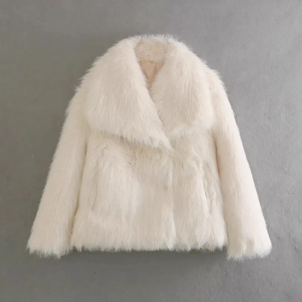 

Trendy Large Collar Artificial Fur Jacket Winter Fashion Women's Clothing 5 Colors Available Popular Outerwear