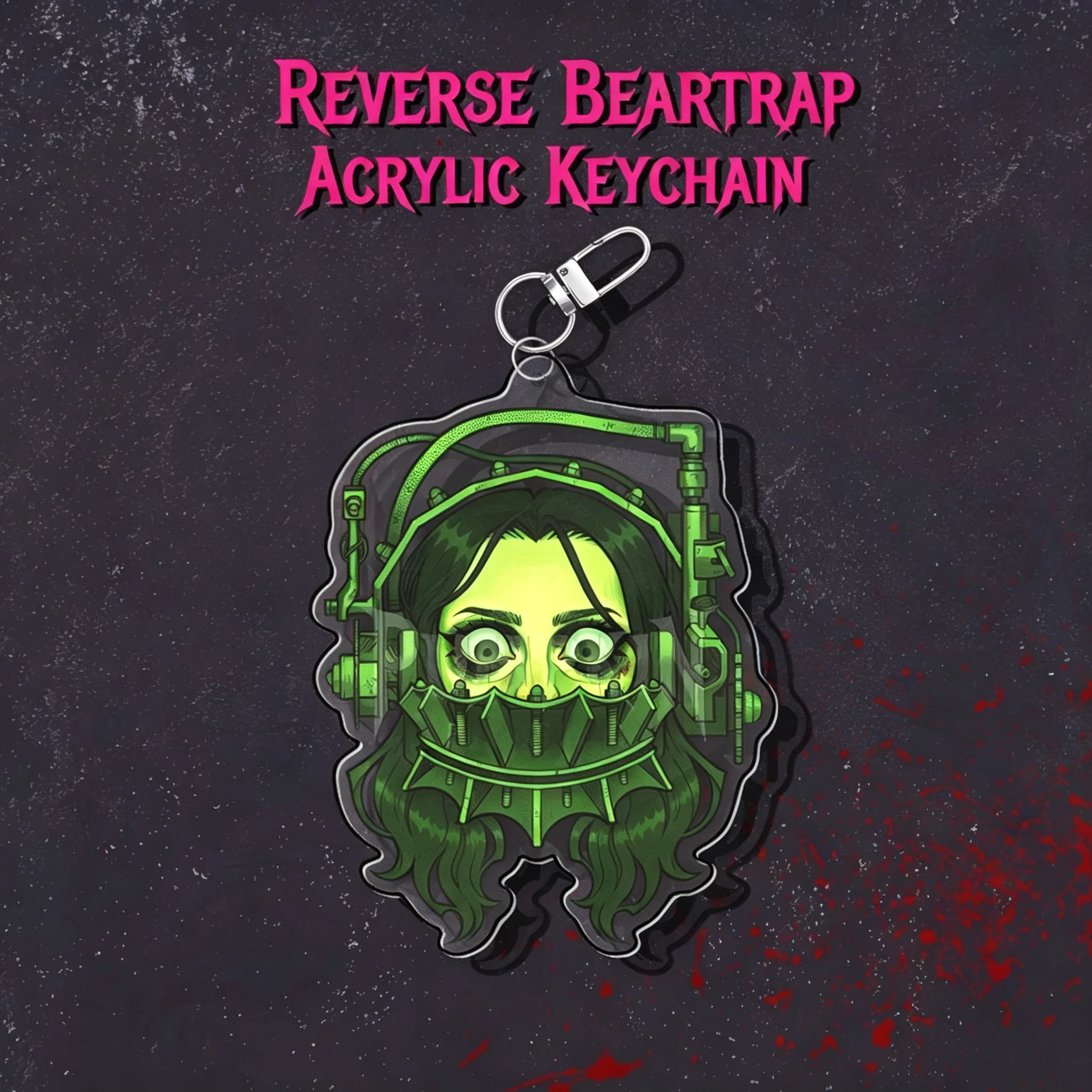 REVERSE BEARtrap Saw Acrylic Keychain Horror Movie Character Key Ring Bag Halloween Collectible Gift for Saw Franchise Fans