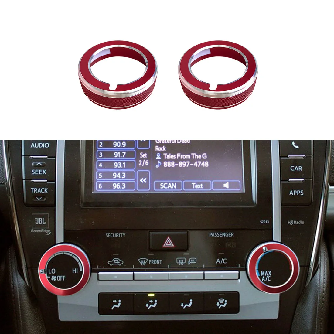 2pc Red Aluminum VOL TUNE Button Trim Fit for Toyota Camry 2012 2013 2014