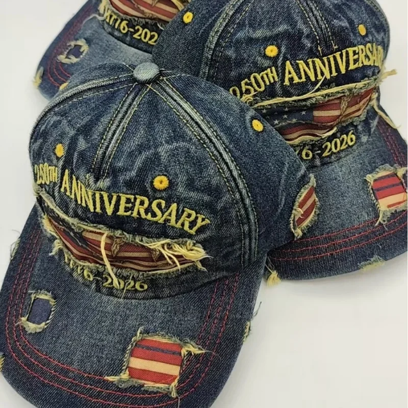 Digital Print Man Woman New Model Printed Embroidered Vintage Distressed Baseball Cap 250th Anniversary hats