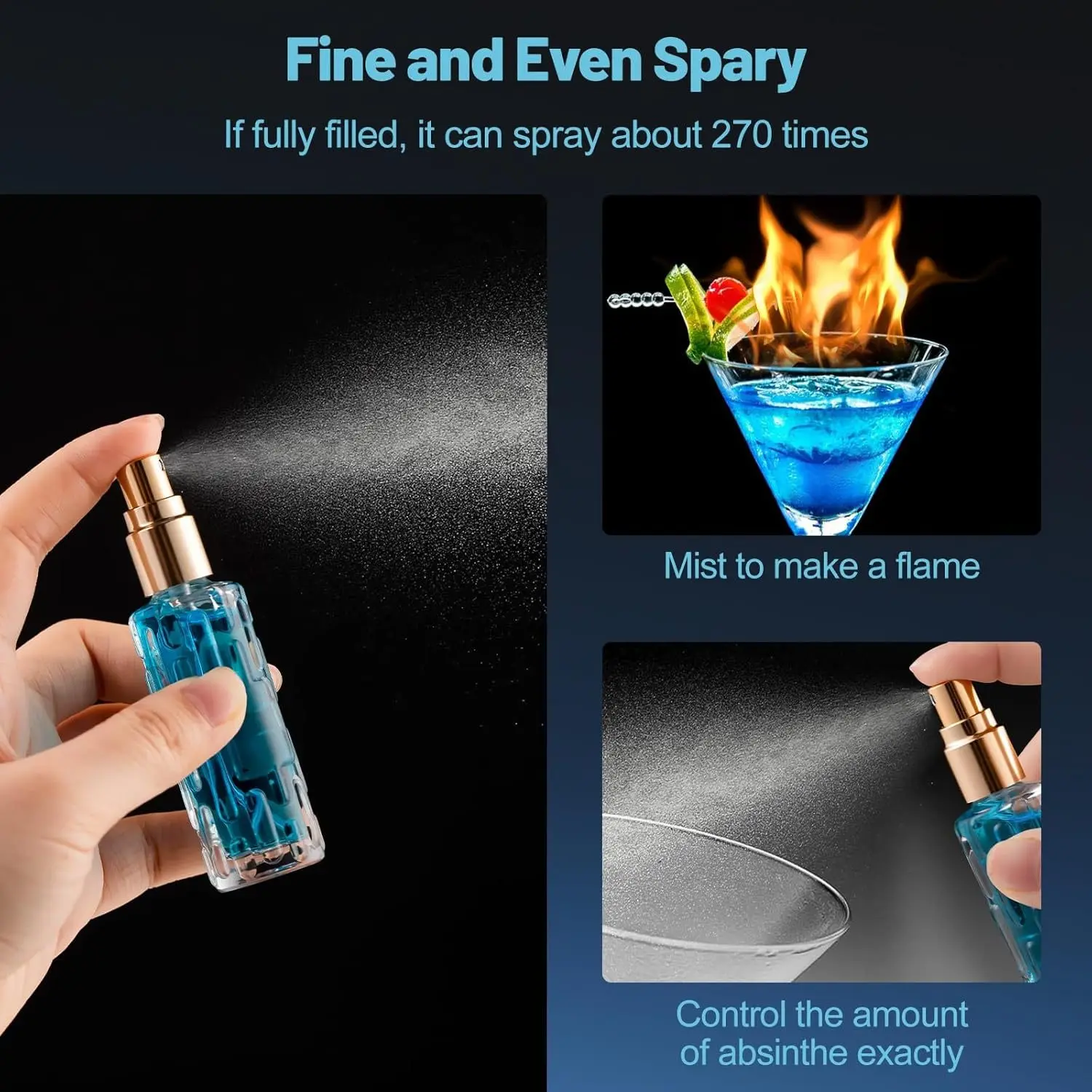 

2Pcs Crystal Glass Bitters Atomizer Bottle Refillable Cocktail Spray Bartender Bar Accessories Bitter Bottle Cocktail Bottles