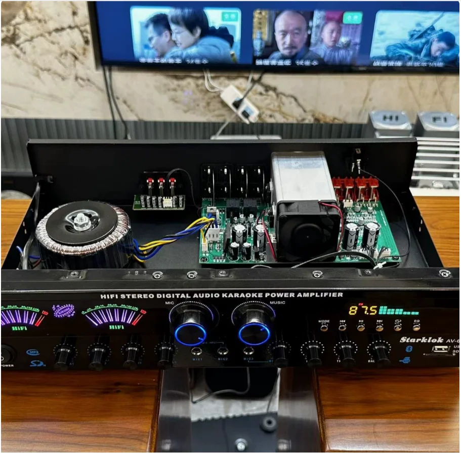 Starklok-Av666BT HiFi Stereo Digital Bluetooth Amplifiers 5-channel High-fidelity Hifi Home Karaoke Amplifier Dynamic Screen