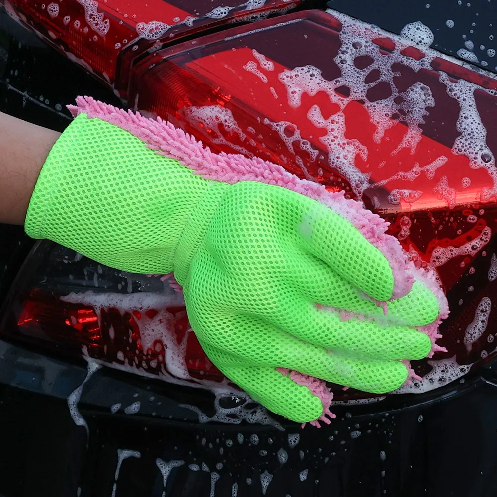 Car Wash Glove Supplies Cleaning Tools Detailing Microfiber Gloves Thick Remove Dust Universal Window Care Washing Acessories