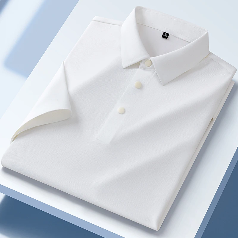 Short Sleeve Polo Shirt Man High Quality Men New Summer Business Casual Short Sleeved Easy Care Polo Man Shirt Luxury Soft Cozy